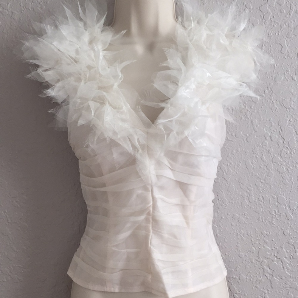 Ivory Silk ruffled Collar blouse.